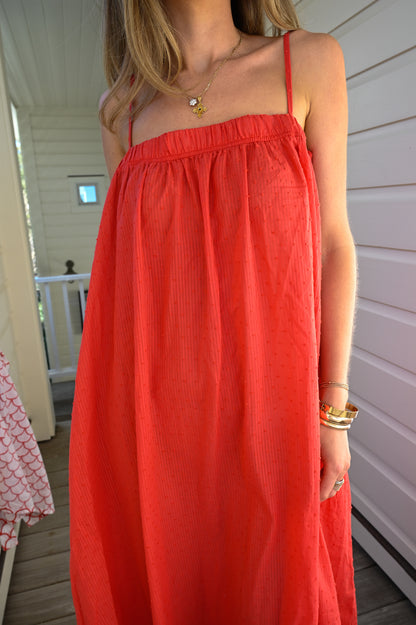 Long Nightgown - Red Swiss Dot