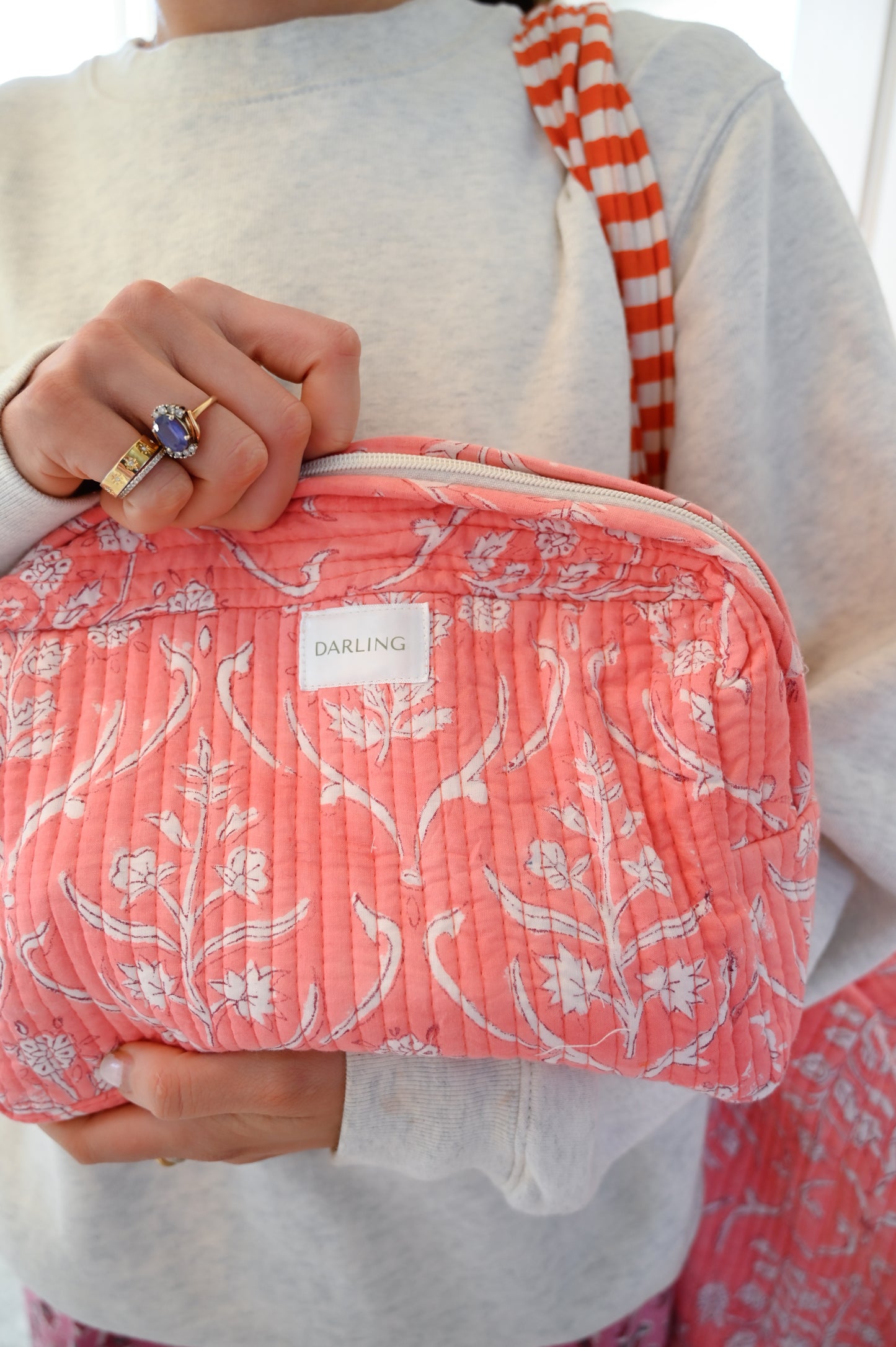 Quilted Cosmetic Bag - Peachy Pink