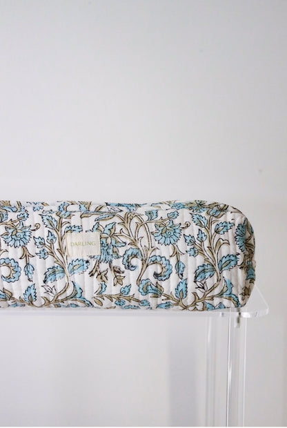 Quilted Hair Tool Bag - Soft Blue Vine