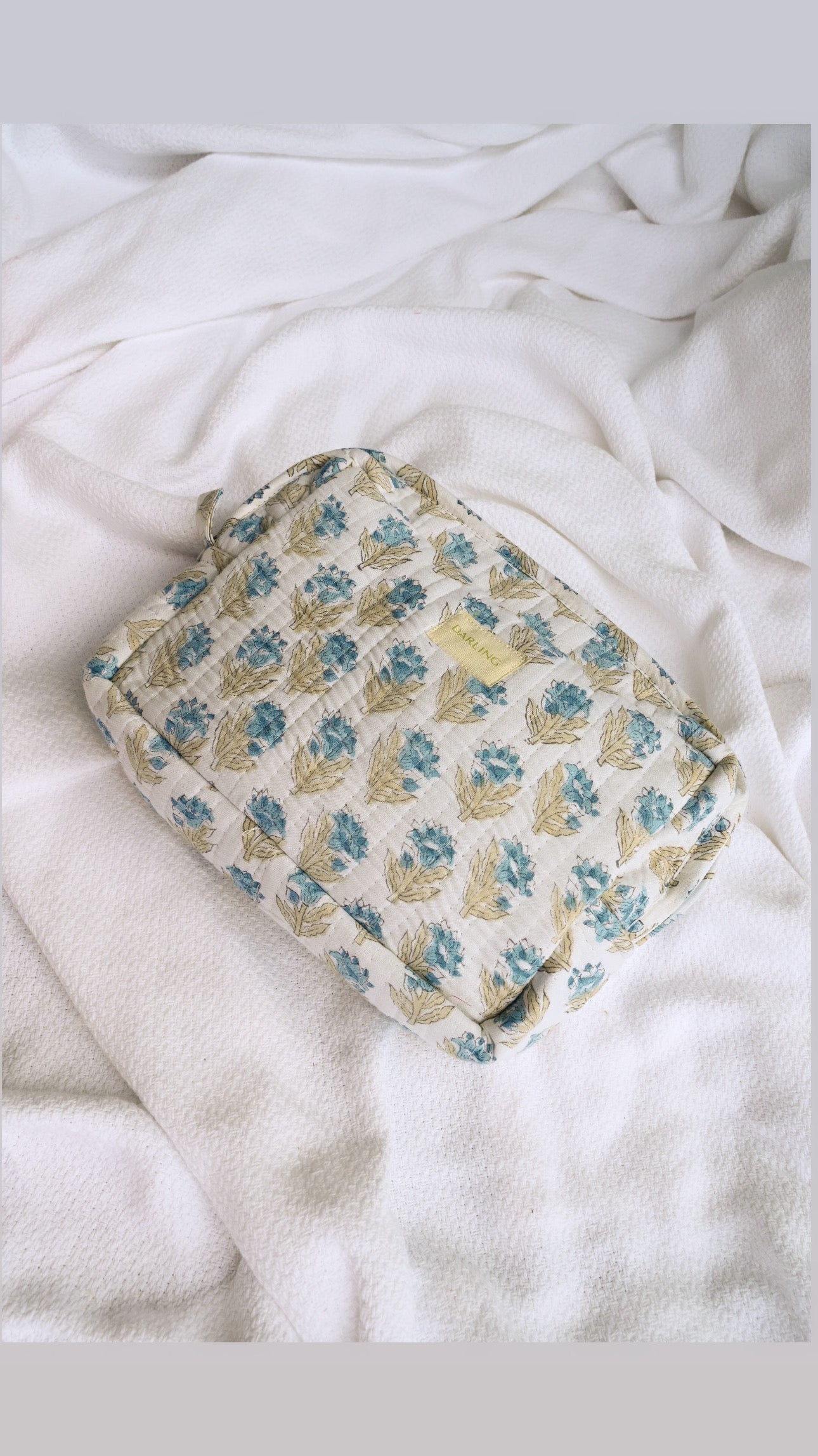 Quilted Cosmetic Bag - Blue Cornflower