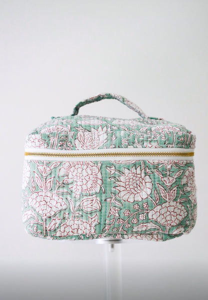 Quilted Cosmetic Train Case - Ocean Mist