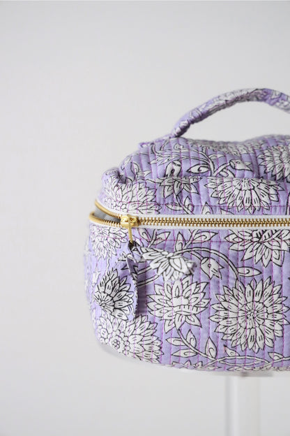 Quilted Cosmetic Train Case - Lavender Mist