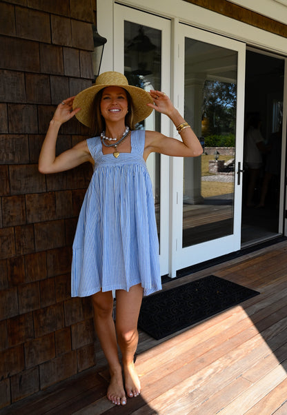 Tie Sleep Dress - Light Blue Stripe