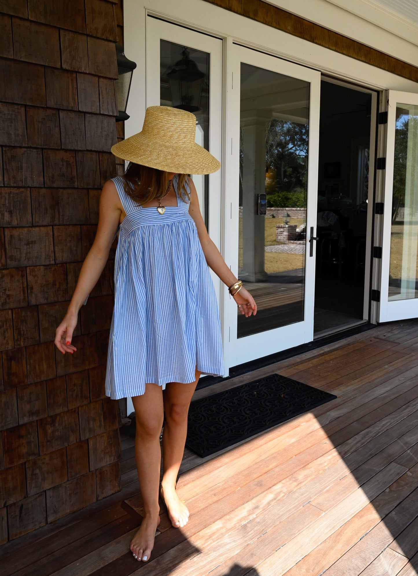 Tie Sleep Dress - Light Blue Stripe