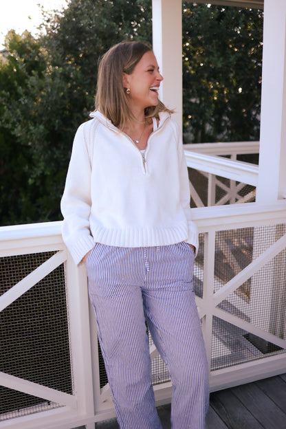 Lounge Pants - Thin Navy and White Stripe