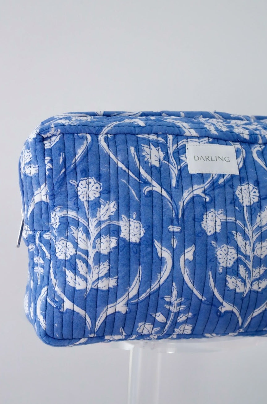 Quilted Cosmetic Bag - Deep Sea Blue