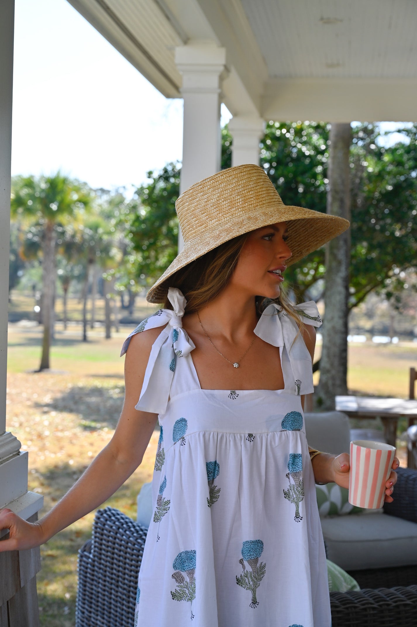 Florence Blue Sea Cotton Tie Dress