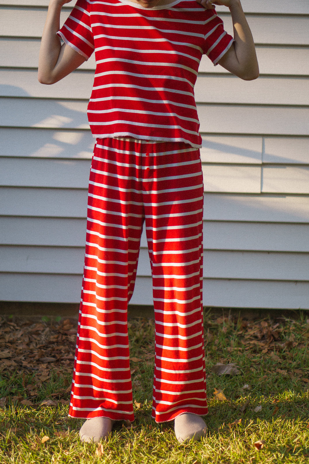 Perfect Pima PJ Set - Red French Stripe