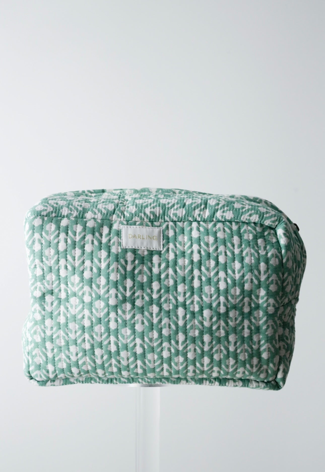 Quilted Cosmetic Bag - Turquoise Tulip