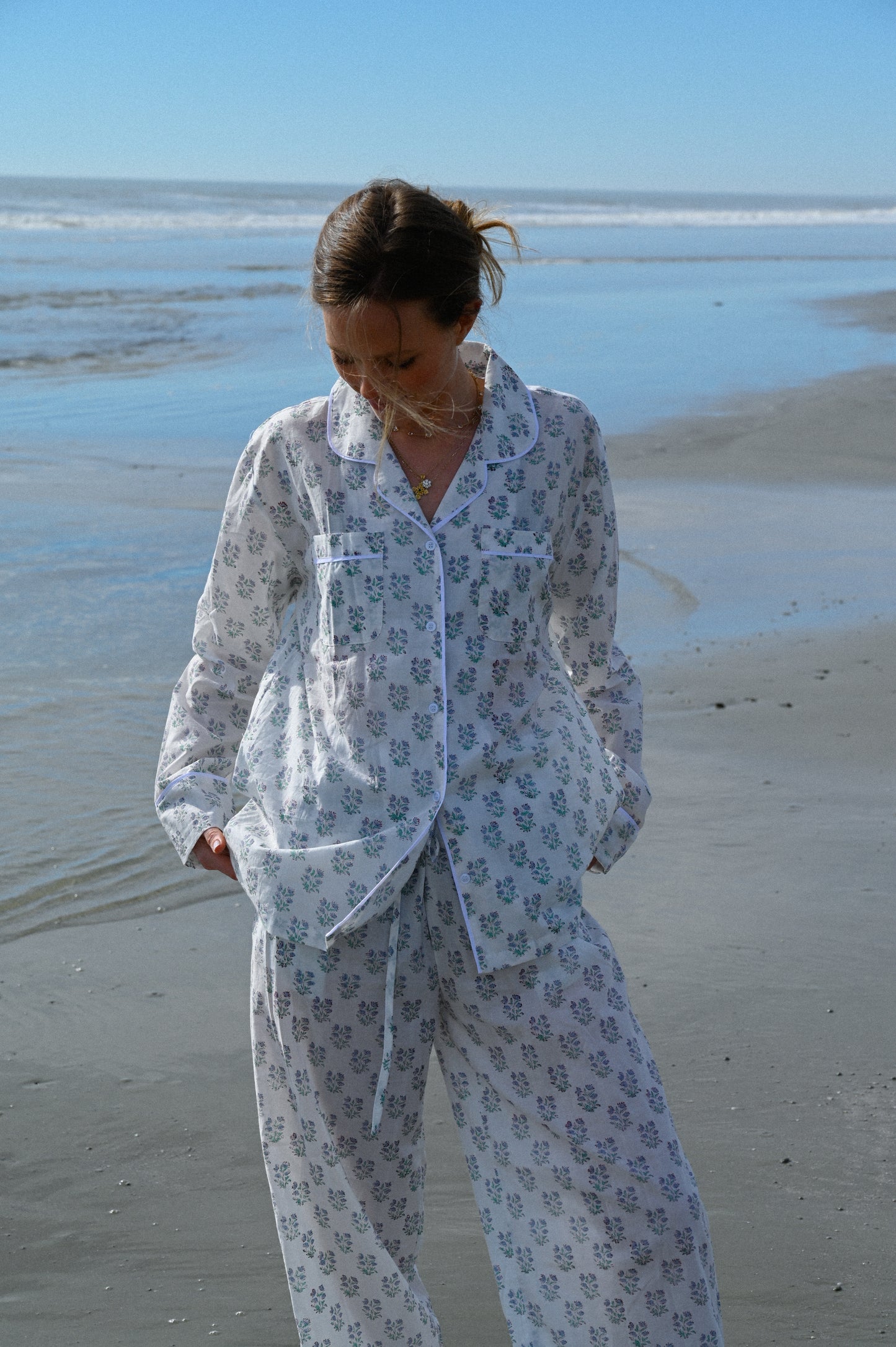 Cozy Pajama Set - White Bouquet