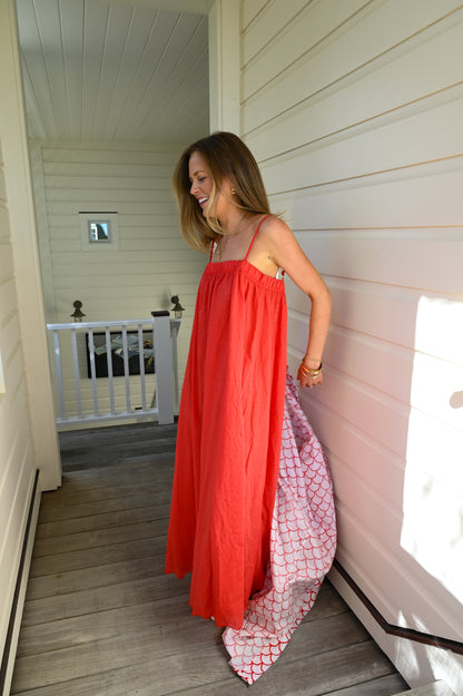 Long Nightgown - Red Swiss Dot