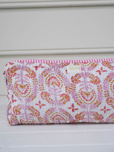 Quilted Hair Tool Bag - Blush Coral Medallion
