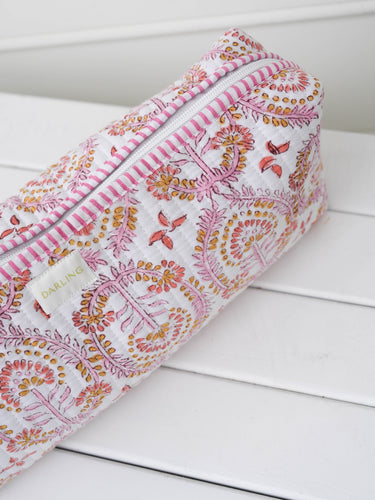 Quilted Hair Tool Bag - Blush Coral Medallion