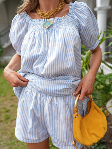 The Sweet and Short Set -Light Blue & White Stripe