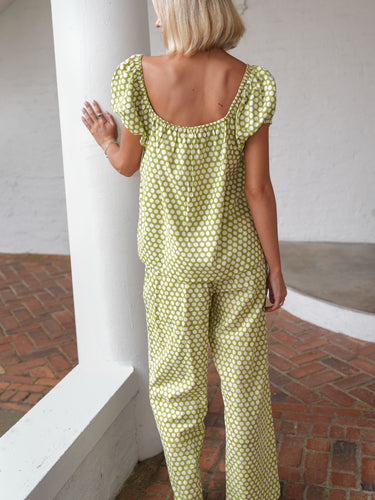The Niko Pajama Set - Lime Dot