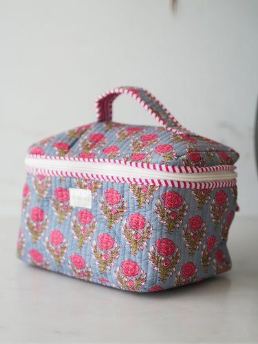Quilted Train Case - Pink Dahlia