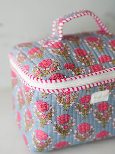 Quilted Train Case - Pink Dahlia