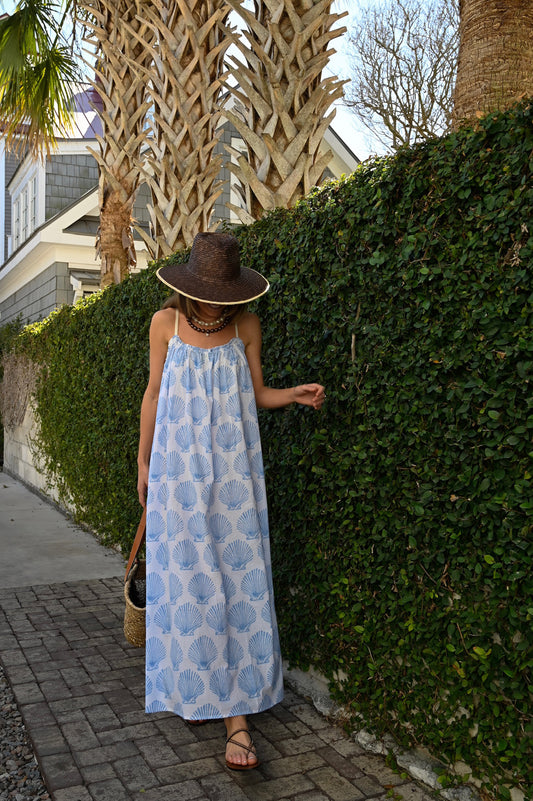 Long Nightgown - Blue Scallop Shell