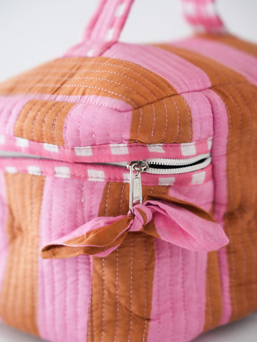 Quilted Train Case - Pink Saddle Stripe