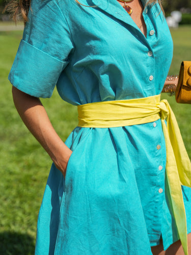The Georgia Set - Turquoise Linen