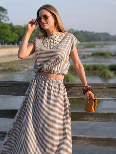 The Amelia Set - Brown and White Stripe