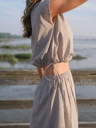The Amelia Set - Brown and White Stripe