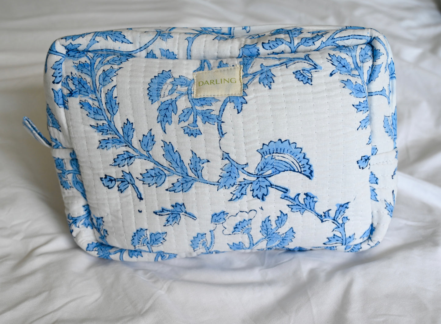 Quilted Cosmetic Bag - Blue Whispering Vine