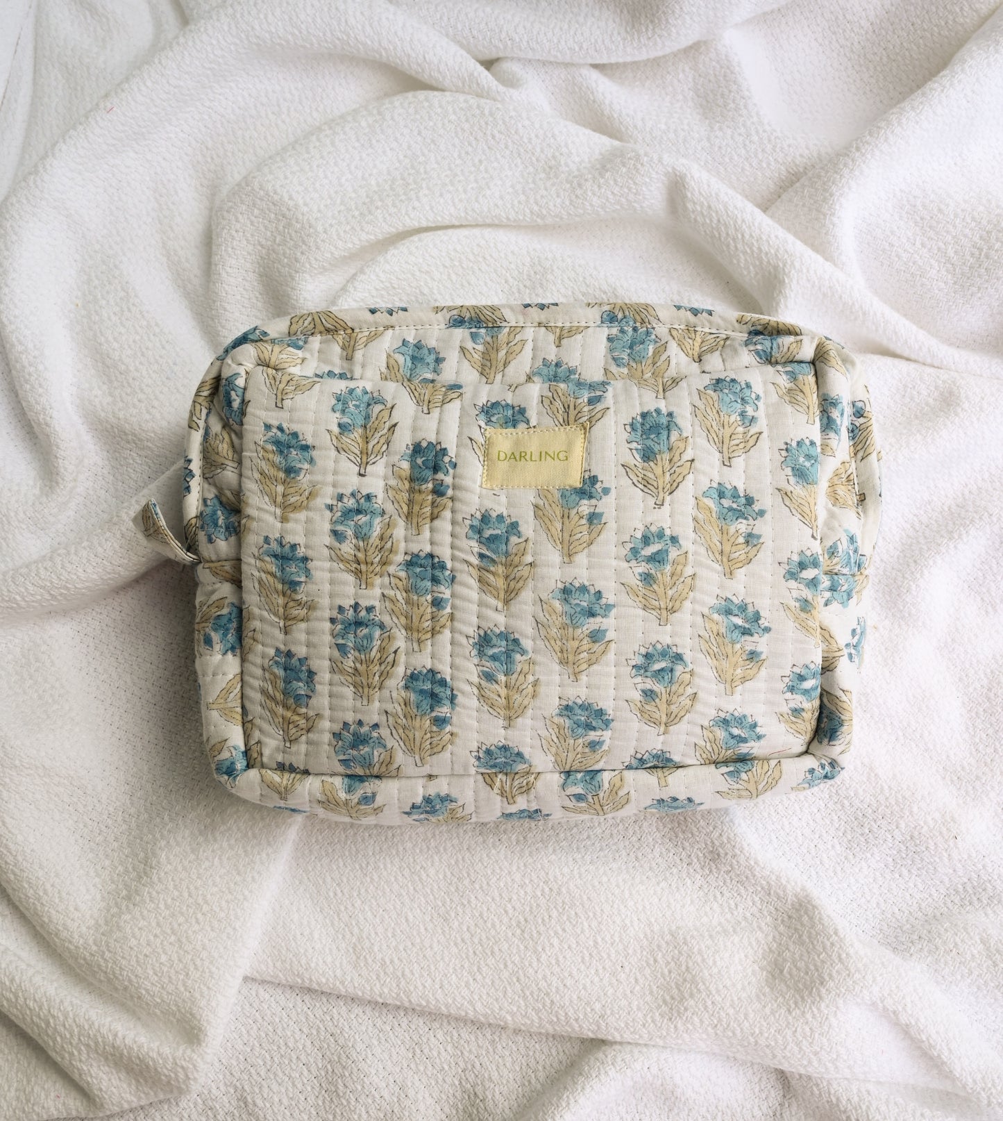 Quilted Cosmetic Bag - Blue Cornflower