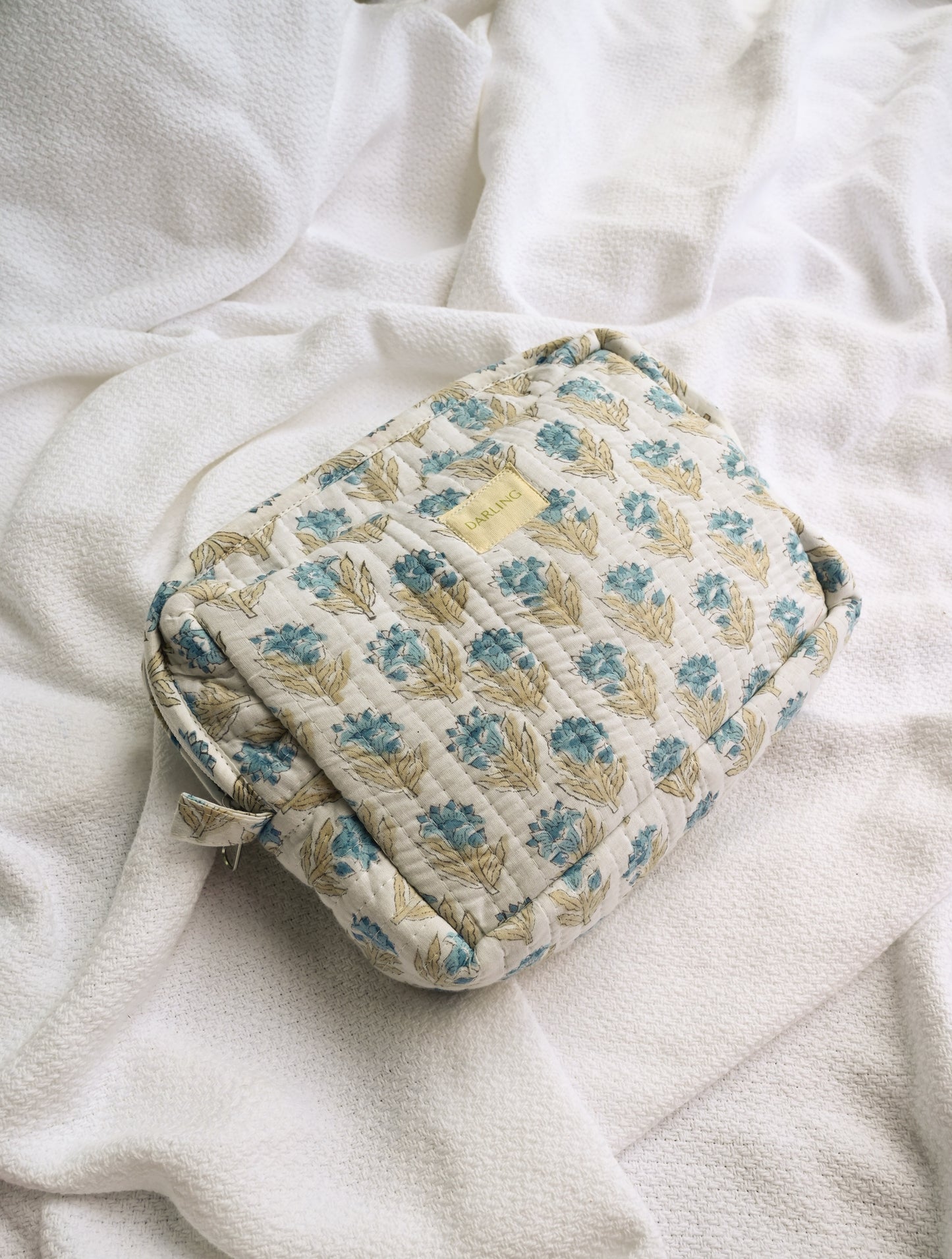 Quilted Cosmetic Bag - Blue Cornflower