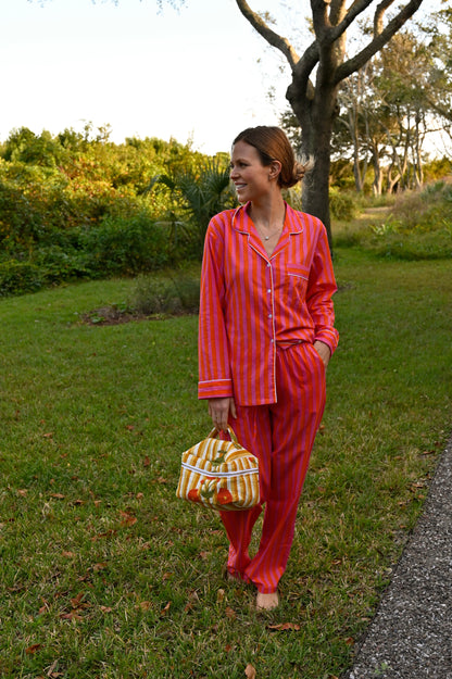 Cozy Pajama Set - Pink and Orange Stripe