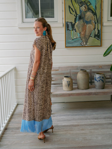 The Donna Maxi - Blue Fringe Zebra