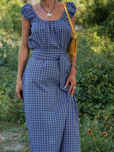 The Harper Maxi - Deep Blue Plaid