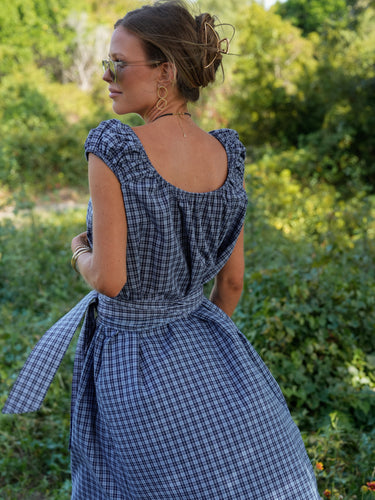 The Harper Maxi - Deep Blue Plaid