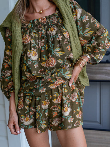 The Sweet and Short Set 3/4 Sleeves - Forest Floral