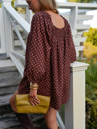 The Sweet and Short Set 3/4 Sleeves - Brown Olive Dot