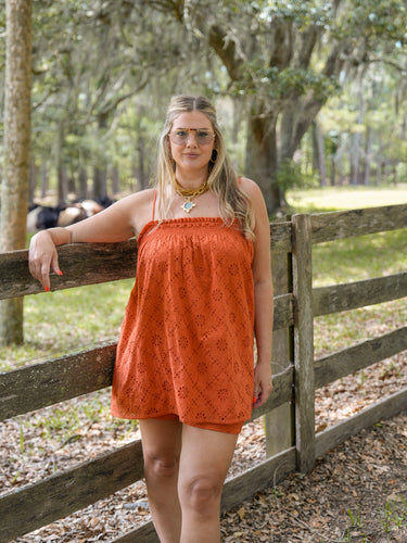 The Sally Dress Set - Burnt Orange Eyelet