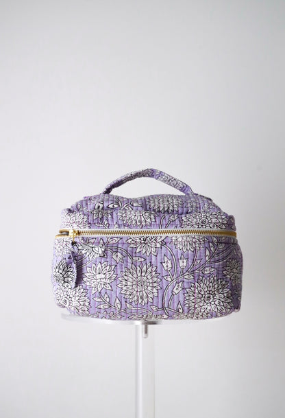 Quilted Cosmetic Train Case - Lavender Mist