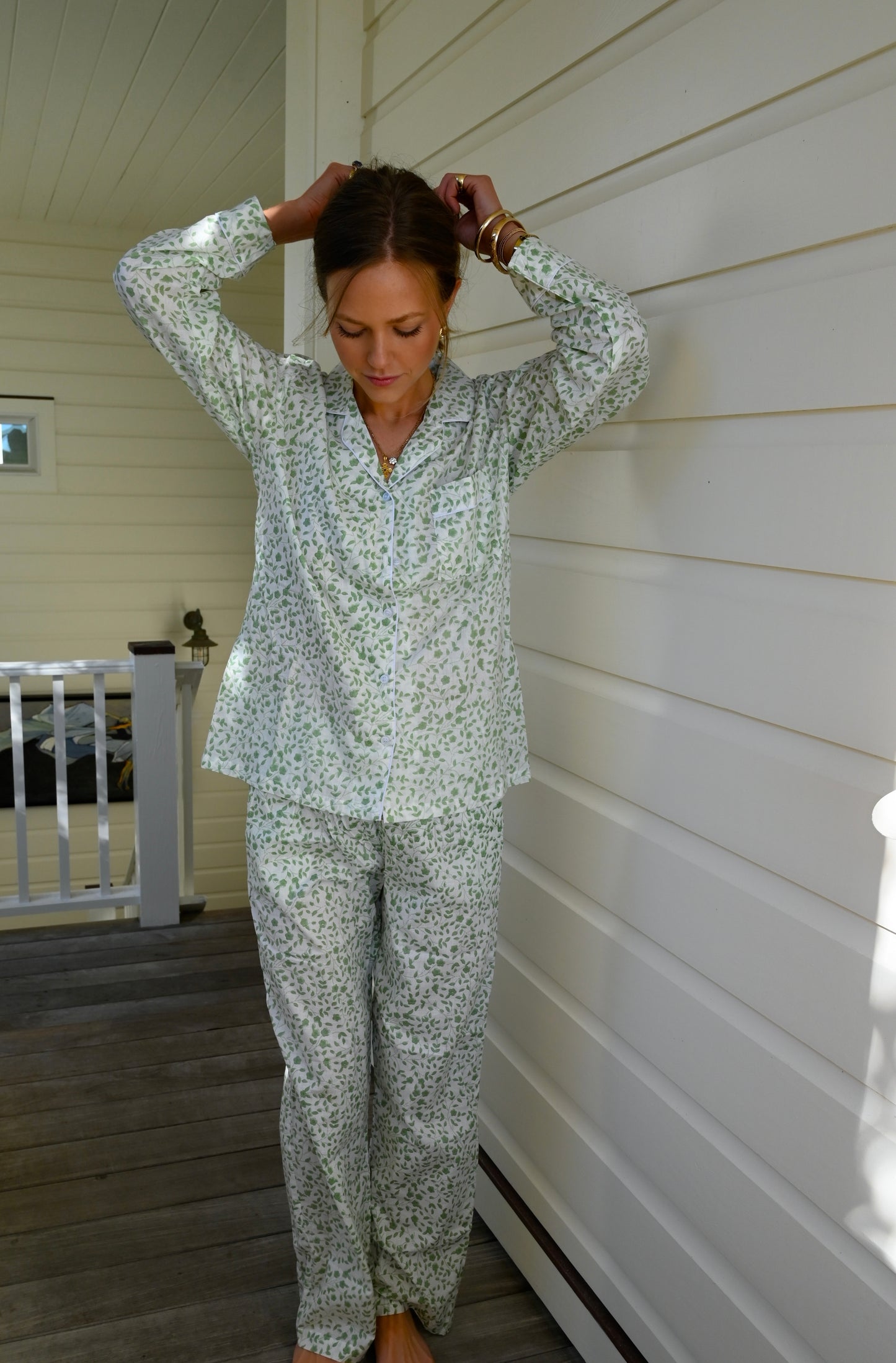 Cozy Pajama Set - Dainty Green Vine