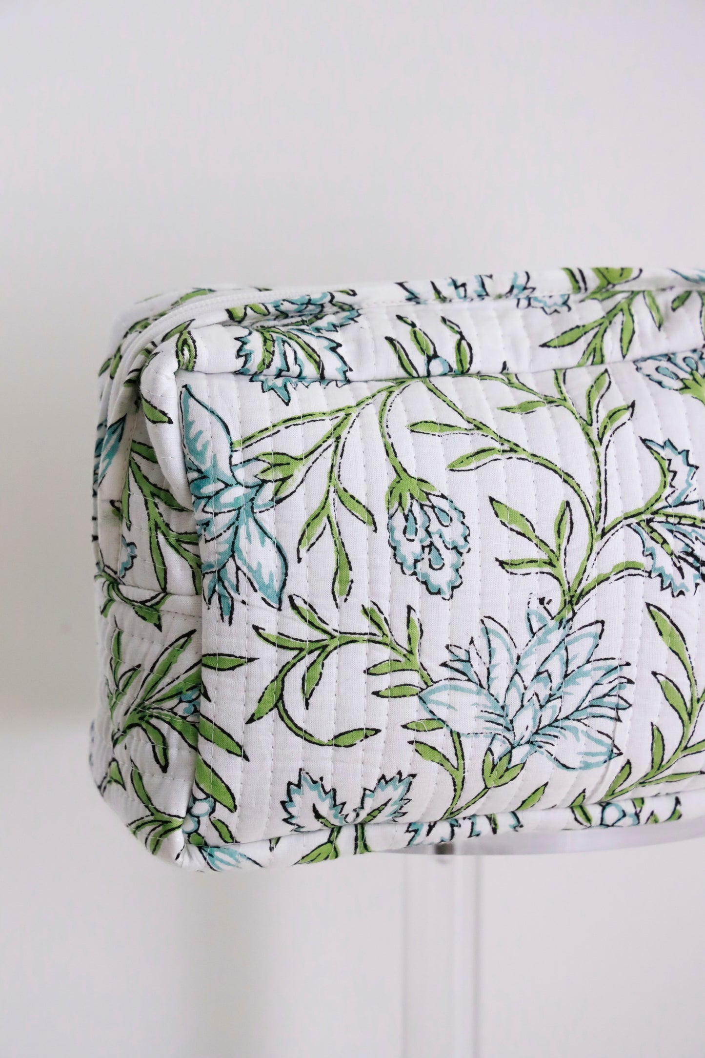 Quilted Cosmetic Bag - Blue Sweet Pea