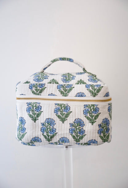 Quilted Cosmetic Train Case - English Garden