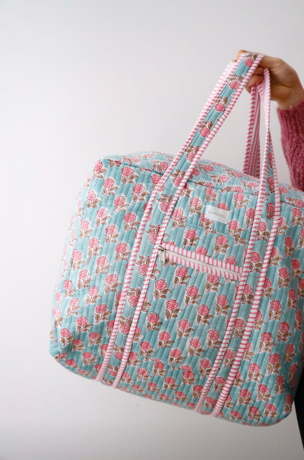 Weekender Bag in Pink and Blue Peony