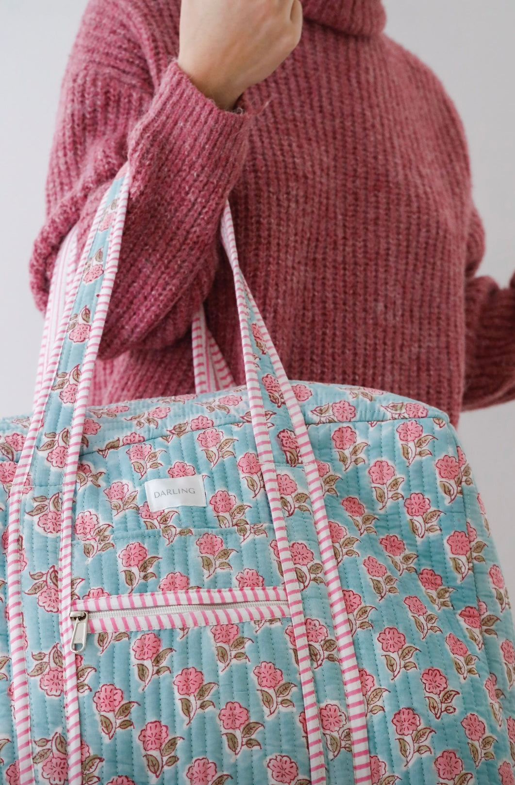 Weekender Bag in Pink and Blue Peony