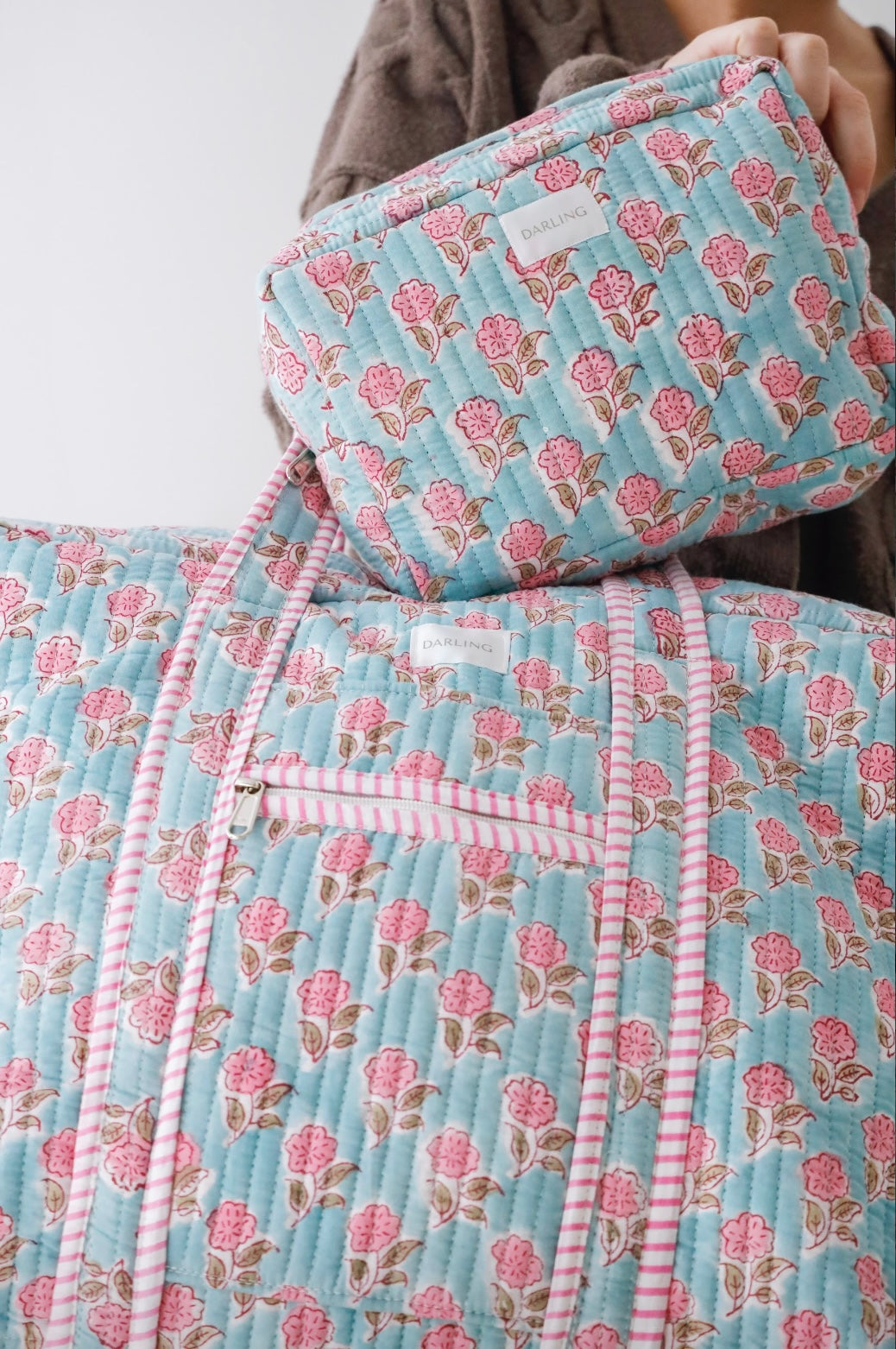 Weekender Bag in Pink and Blue Peony