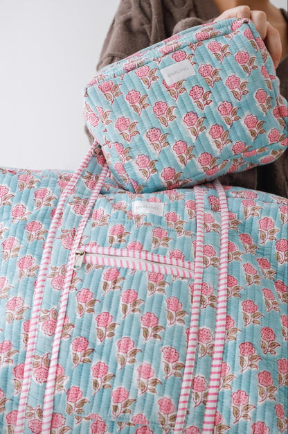 Weekender Bag in Pink and Blue Peony