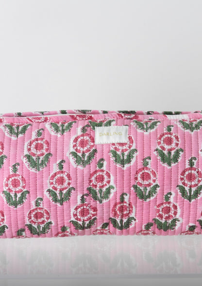 Quilted Hair Tool Bag - Pink Poppy