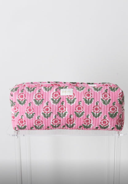 Quilted Hair Tool Bag - Pink Poppy