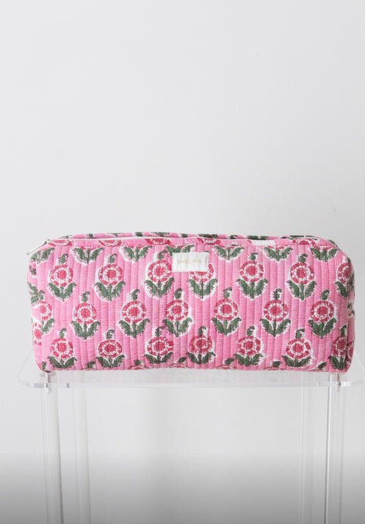 Quilted Hair Tool Bag - Pink Poppy