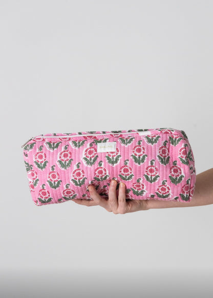 Quilted Hair Tool Bag - Pink Poppy