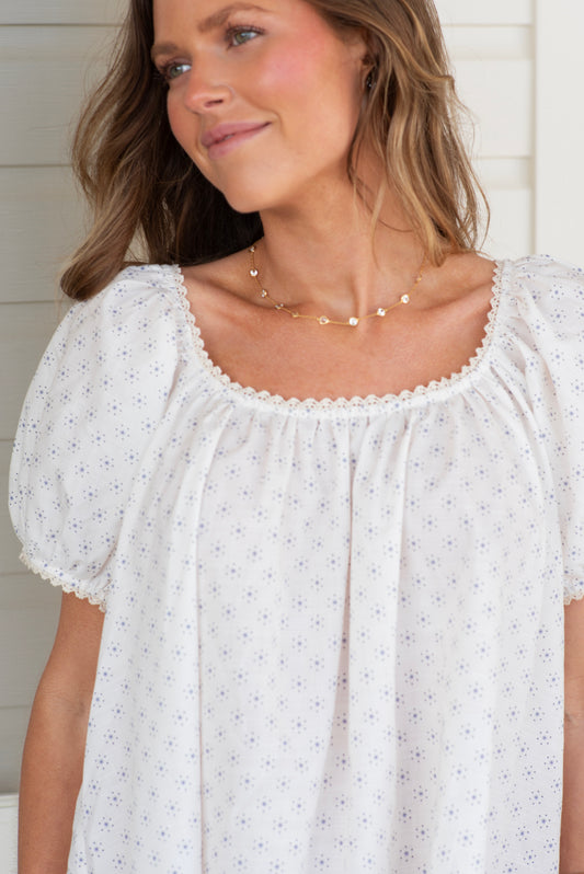 The Millie Mini - Blue Daisy Dot