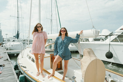 Nautical Navy Dot PJ Set - Long/Short
